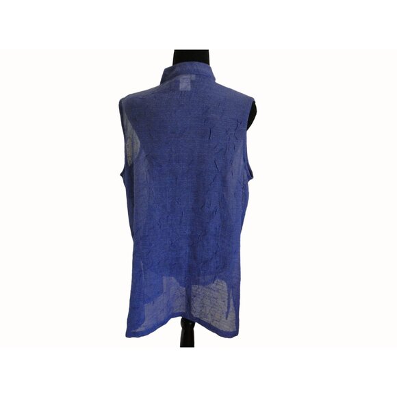 TravelSmith Sleeveless Top Blouse Sheer Purple Women's Size L - Picture 3 of 6